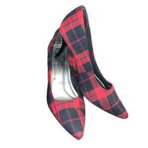 Comfort Plus by Predictions Red Black Plaid Heels Size 10
